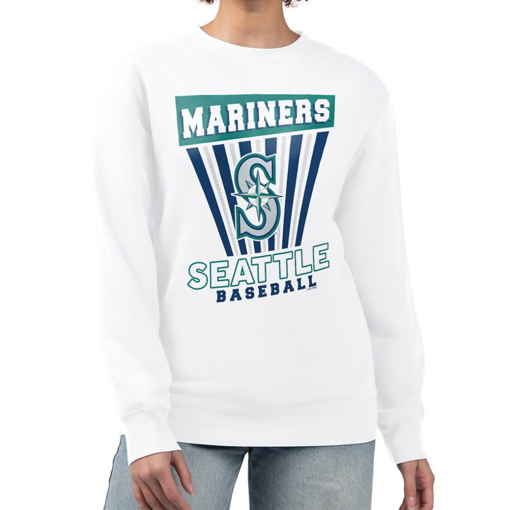 Seattle Mariners Starter Women's Poster Print Team Fleece Pullover Sweatshirt White