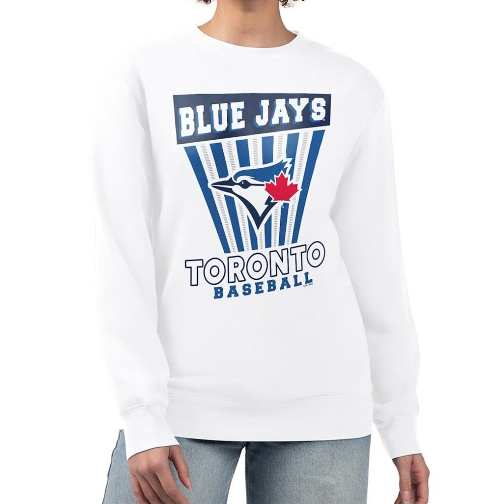 Toronto Blue Jays Starter Women's Poster Print Team Fleece Pullover Sweatshirt White