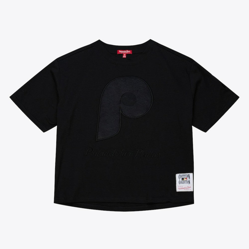 Philadelphia Phillies Women's Cooperstown Collection Phantom Cropped T-Shirt Black
