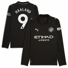 Erling Haaland Manchester City 2025/26 Away Replica Long Sleeve Player Jersey - Black discount