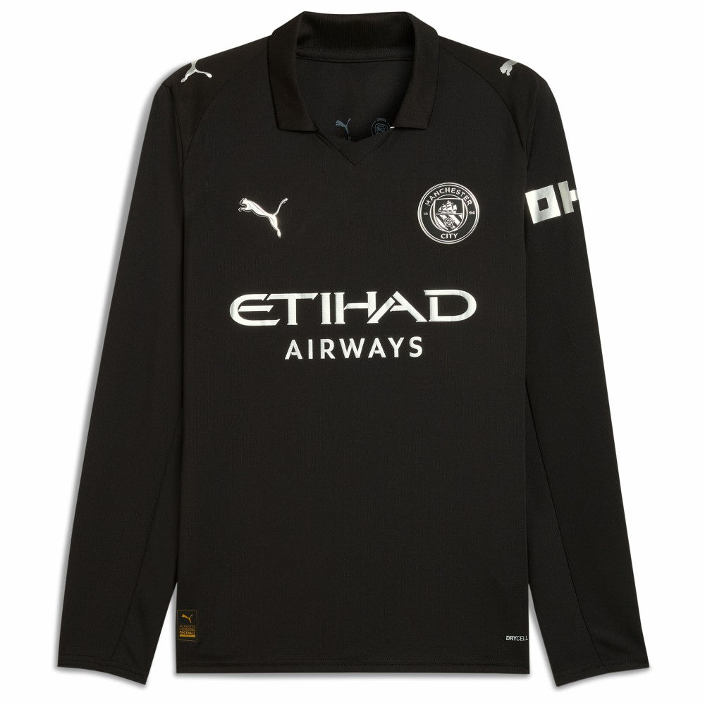 Erling Haaland Manchester City 2025/26 Away Replica Long Sleeve Player Jersey - Black discount