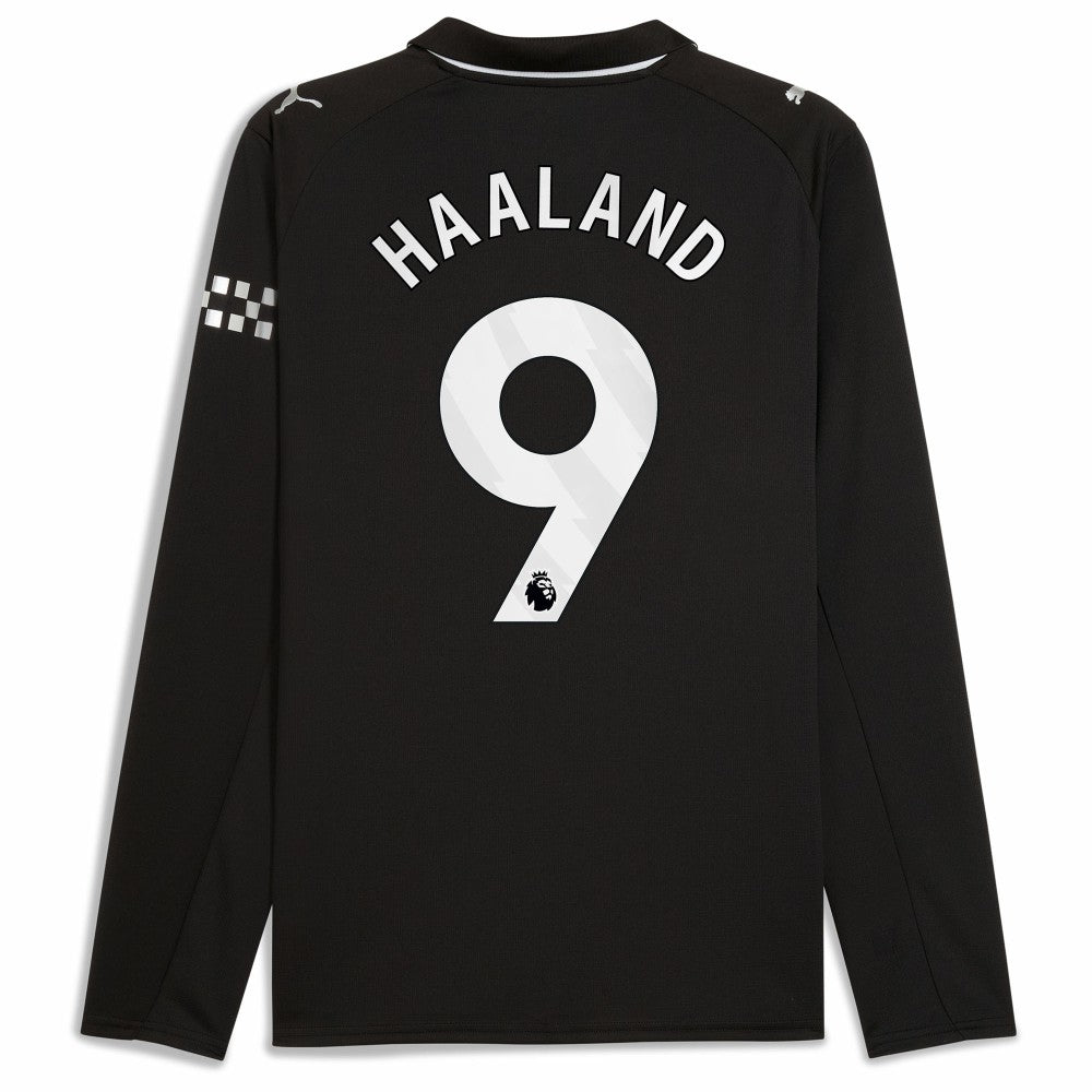 Erling Haaland Manchester City 2025/26 Away Replica Long Sleeve Player Jersey - Black discount
