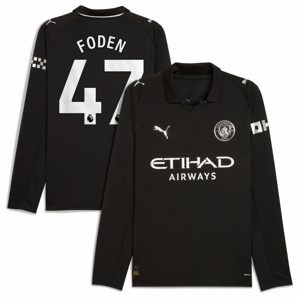 Phil Foden Manchester City Away 2025/26 Replica Long Sleeve Player Jersey - Black online