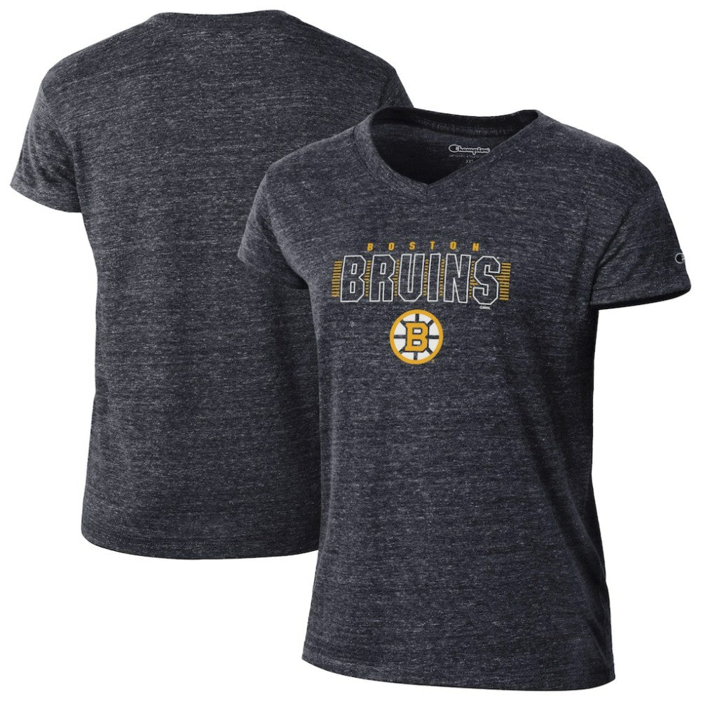 Boston Bruins Champion Women's Tri-Blend V-Neck T-Shirt - Black T-shirts