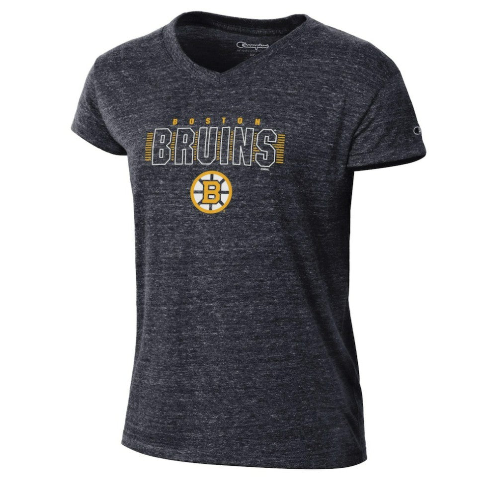 Boston Bruins Champion Women's Tri-Blend V-Neck T-Shirt - Black T-shirts
