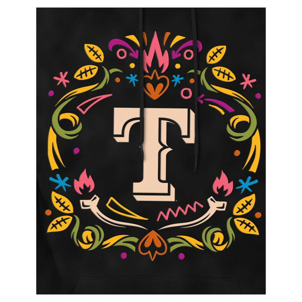 Texas Rangers Día de los Muertos Brushed Fleece Hoodie Black