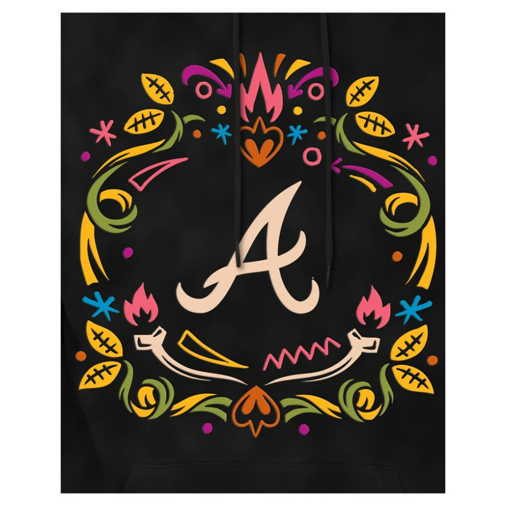 Atlanta Braves Día de los Muertos Brushed Fleece Hoodie Black