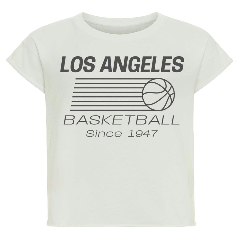 Los Angeles Lakers Sportiqe Women's Athletic Club Collection Alana Premium Cropped T-Shirt - Cream outlet