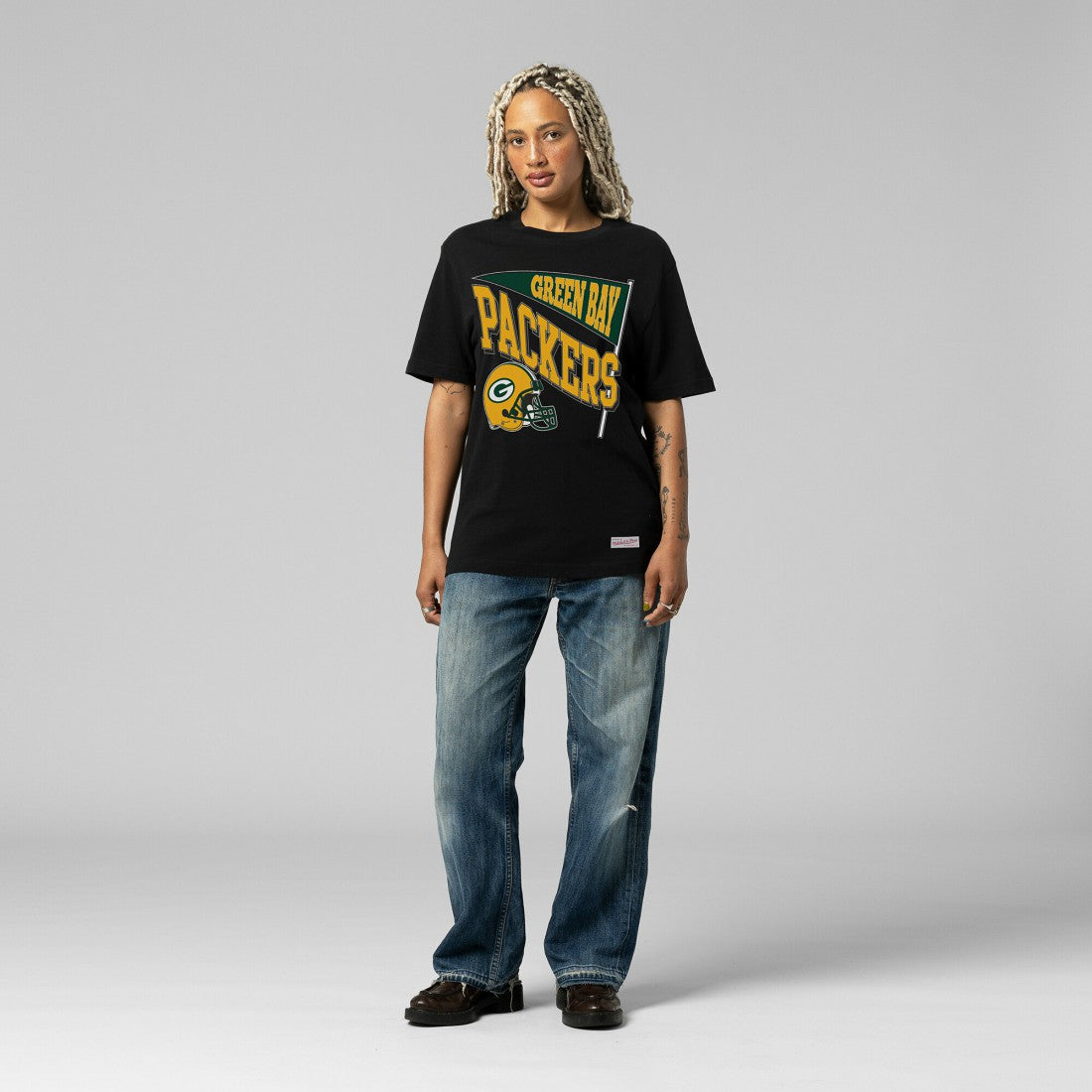 Green Bay Packers Women's Team Dynamic Boyfriend T-Shirt - Black discount