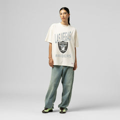 Las Vegas Raiders Women's Logo Rise Boyfriend T-Shirt - Cream sale