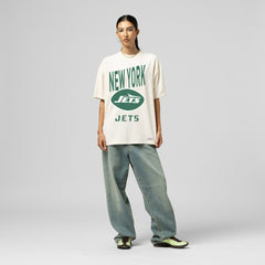 New York Jets Women's Logo Rise Boyfriend T-Shirt - Cream sale