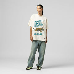 Jacksonville Jaguars Women's Logo Rise Boyfriend T-Shirt - Cream sale