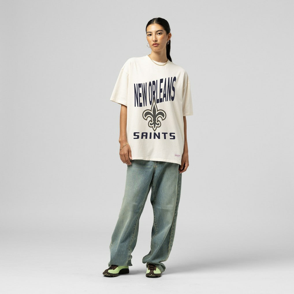 New Orleans Saints Women's Logo Rise Boyfriend T-Shirt - Cream outlet