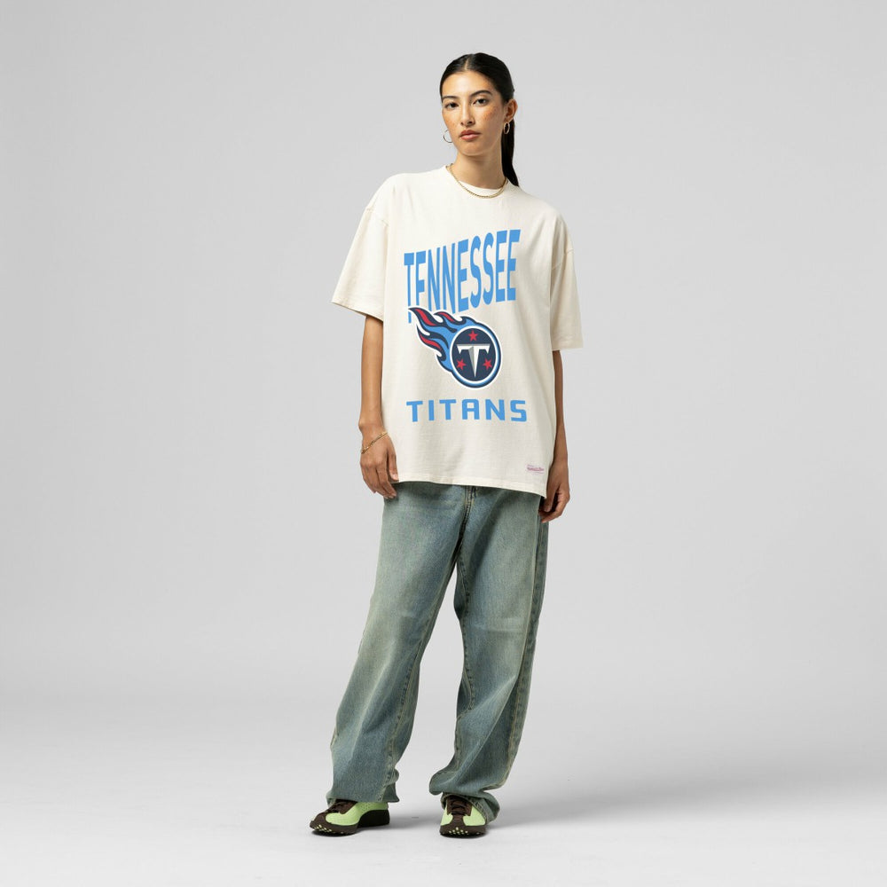 Tennessee Titans Women's Logo Rise Boyfriend T-Shirt - Cream cheap