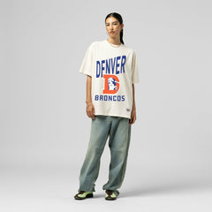 Denver Broncos Women's Logo Rise Boyfriend T-Shirt - Cream for sale
