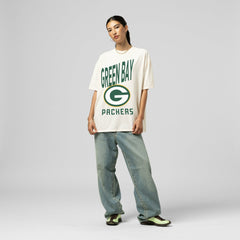 Green Bay Packers Women's Logo Rise Boyfriend T-Shirt - Cream sale