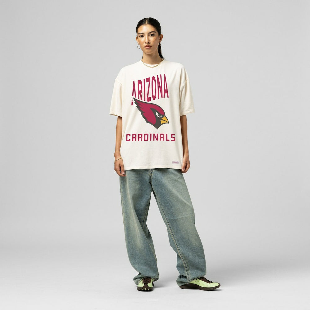 Arizona Cardinals Women's Logo Rise Boyfriend T-Shirt - Cream on sale
