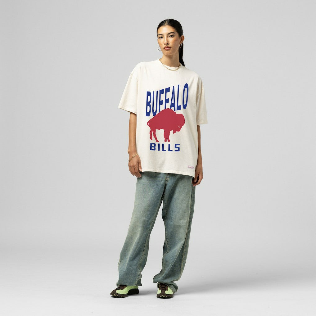Buffalo Bills Women's Logo Rise Boyfriend T-Shirt - Cream sale