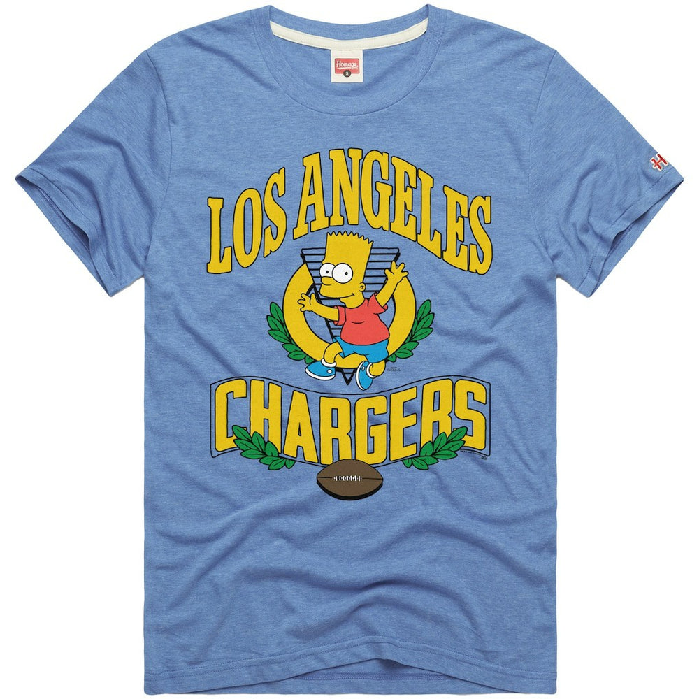 Los Angeles Chargers Homage x The Simpsons Unisex Tri-Blend T-Shirt - Powder Blue sale