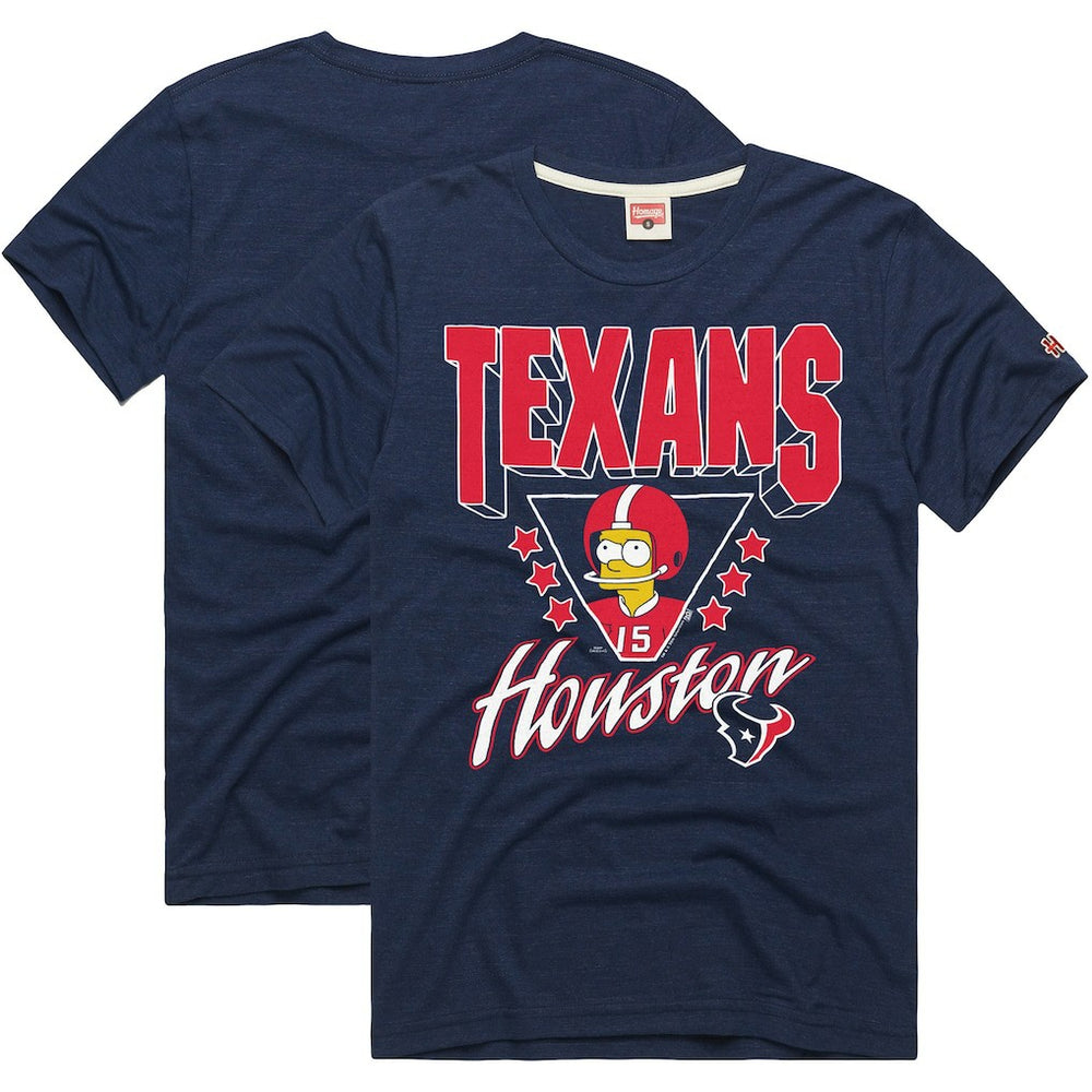 Houston Texans Homage x The Simpsons Unisex Tri-Blend T-Shirt - Navy for sale