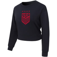 USWNT Concepts Sport Women's Tri-Blend Darby Knit Long Sleeve Crop Top - Black outlet