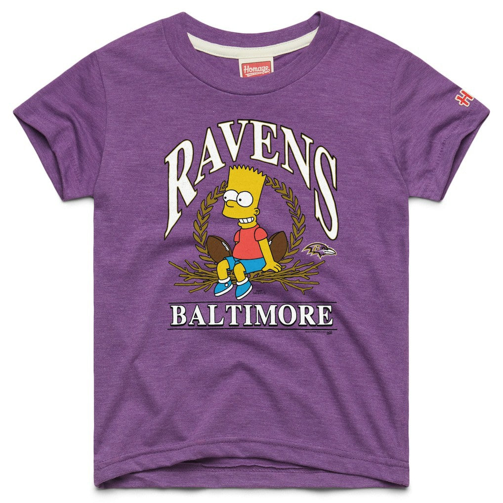 Baltimore Ravens Homage x The Simpsons Youth Tri-Blend T-Shirt - Purple online