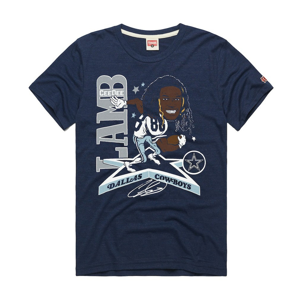 CeeDee Lamb Dallas Cowboys Homage Unisex Caricature Player Graphic Tri-Blend T-Shirt - Navy cheap
