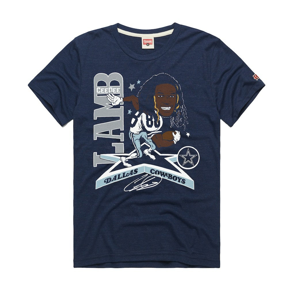 CeeDee Lamb Dallas Cowboys Homage Unisex Caricature Player Graphic Tri-Blend T-Shirt - Navy cheap