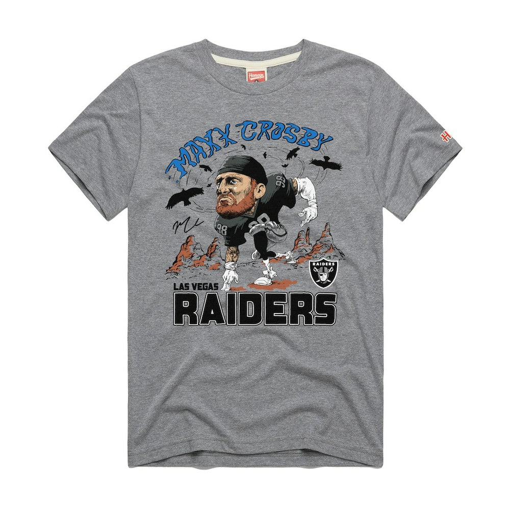 Maxx Crosby Las Vegas Raiders Homage Unisex Caricature Player Graphic Tri-Blend T-Shirt - Silver cheap