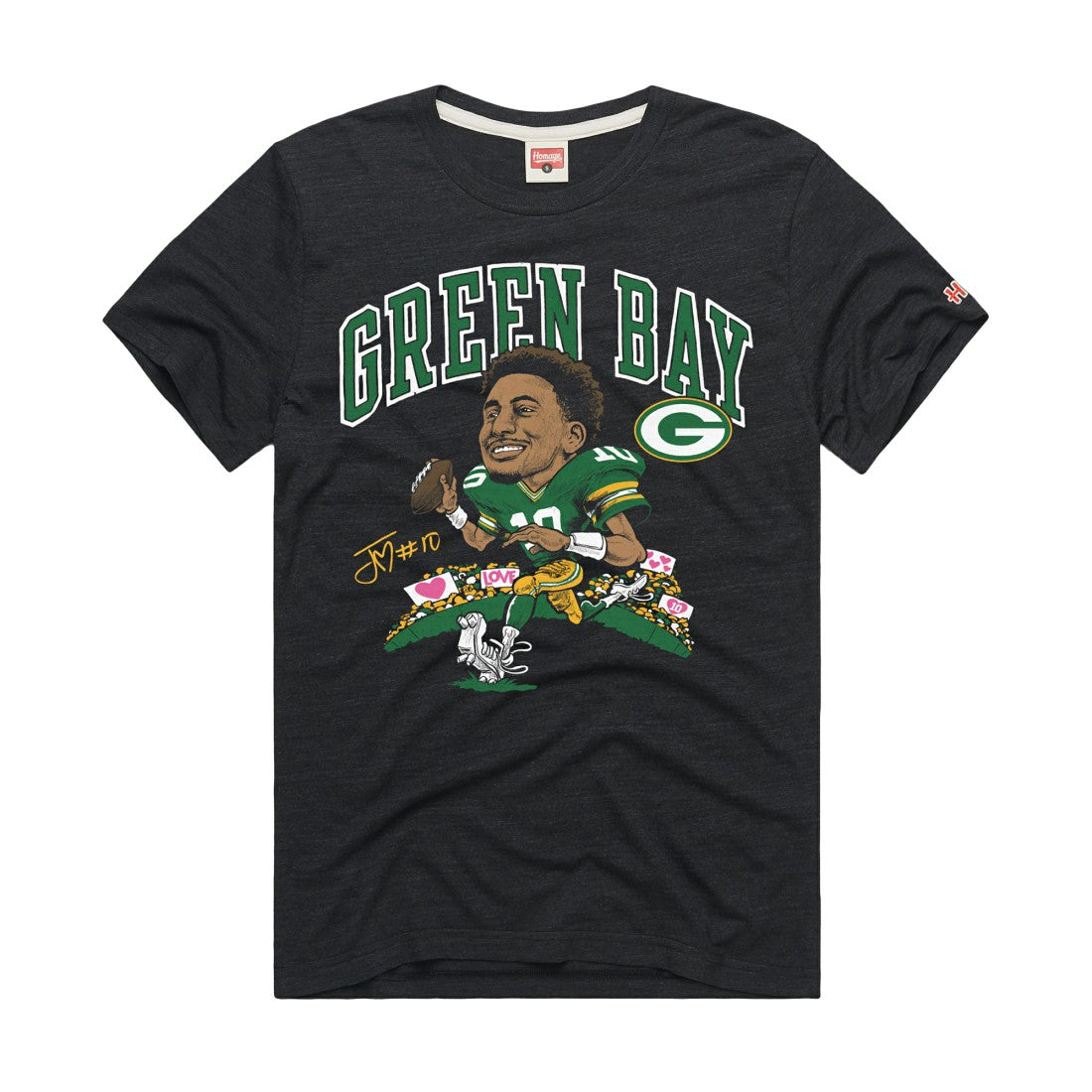 Jordan Love Green Bay Packers Homage Unisex Caricature Player Graphic Tri-Blend T-Shirt - Charcoal on sale