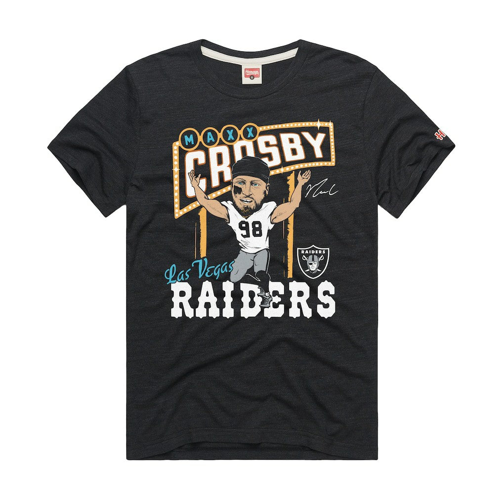 Maxx Crosby Las Vegas Raiders Homage Unisex Caricature Player Graphic Tri-Blend T-Shirt - Charcoal outlet