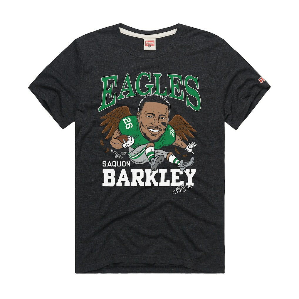 Saquon Barkley Philadelphia Eagles Homage Unisex Caricature Player Graphic Tri-Blend T-Shirt - Charcoal for sale