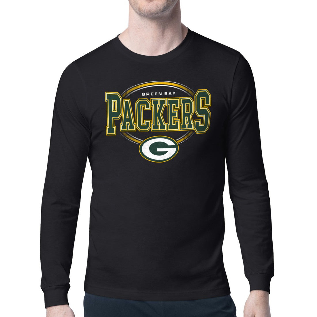 Green Bay Packers Starter Team Track Graphic Long Sleeve T-Shirt - Black outlet