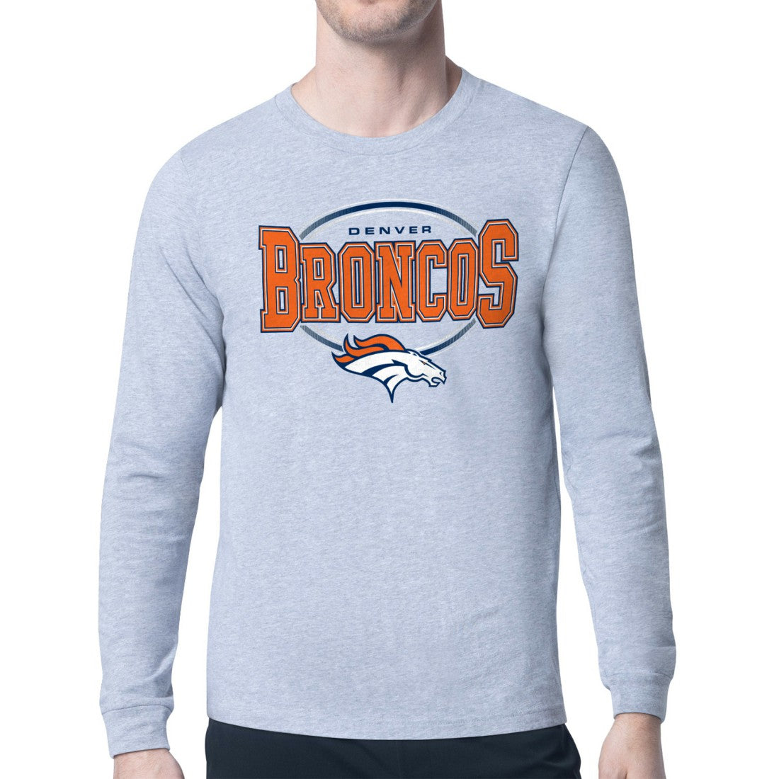Denver Broncos Starter Team Track Graphic Long Sleeve T-Shirt - Heather Gray cheap