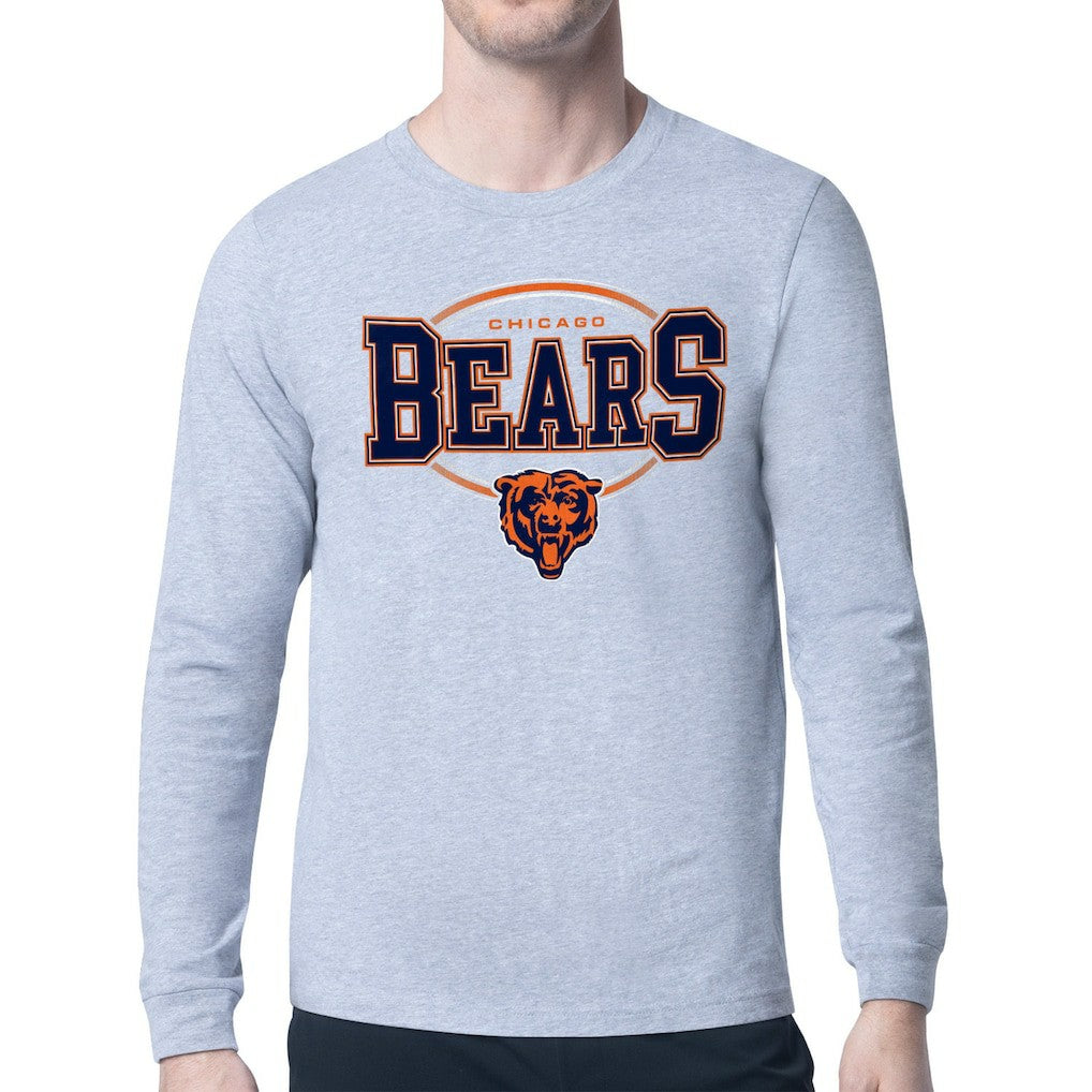 Chicago Bears Starter Team Track Graphic Long Sleeve T-Shirt - Heather Gray cheap