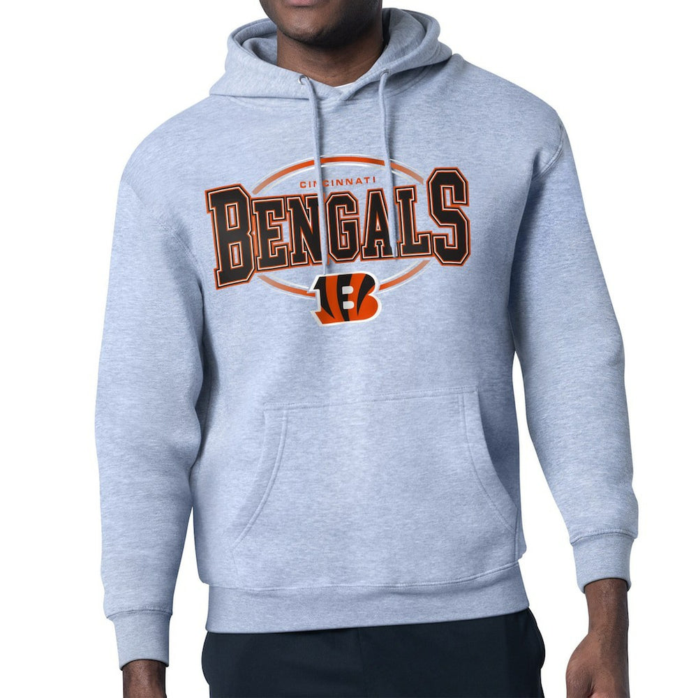 Cincinnati Bengals Starter Team Track Graphic Pullover Hoodie - Heather Gray for sale