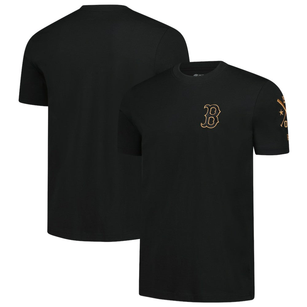 Boston Red Sox Bronze Logo with Cross Bats Established T-Shirt Black