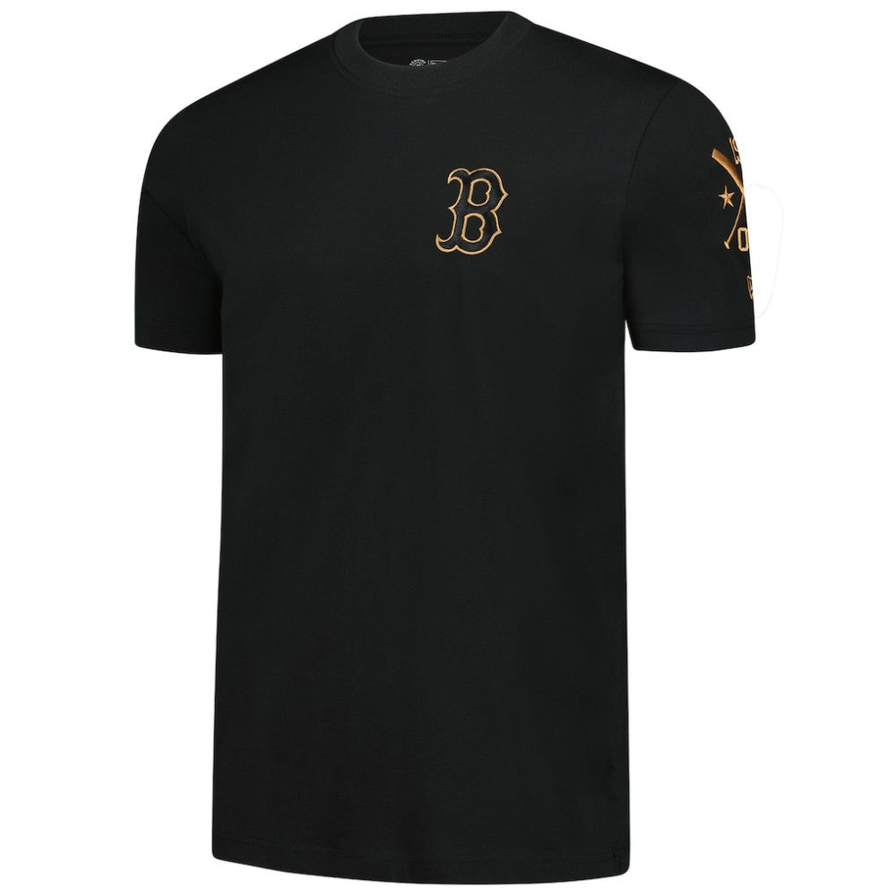Boston Red Sox Bronze Logo with Cross Bats Established T-Shirt Black