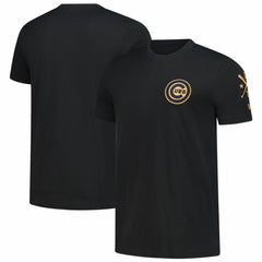 Chicago Cubs Bronze Logo with Cross Bats Established T-Shirt Black