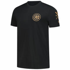 Chicago Cubs Bronze Logo with Cross Bats Established T-Shirt Black