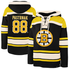 David Pastrnak Boston Bruins '47 Player Name & Number Lacer Hoodie - Black Hoodies