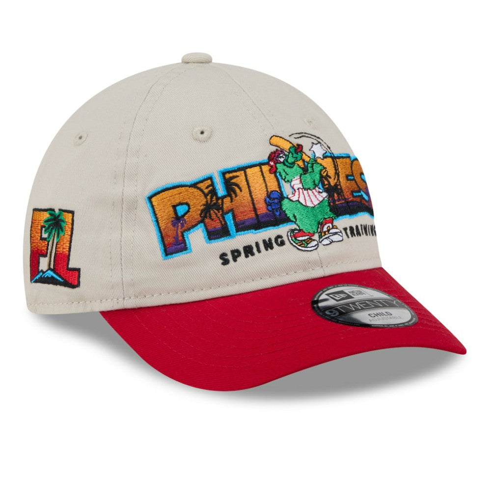 Philadelphia Phillies Youth 2026 Spring Training Fan Pack Batter 9TWENTY Adjustable Hat Stone/Red