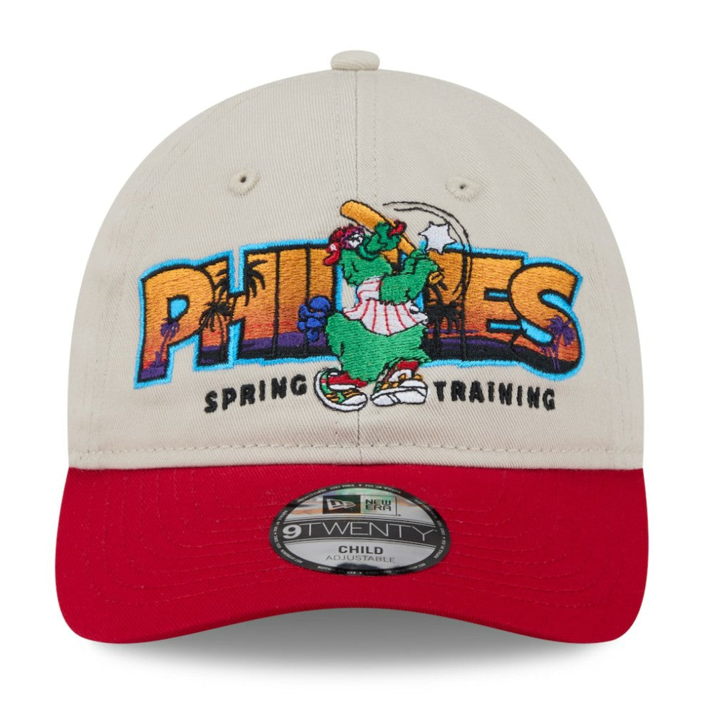 Philadelphia Phillies Youth 2026 Spring Training Fan Pack Batter 9TWENTY Adjustable Hat Stone/Red