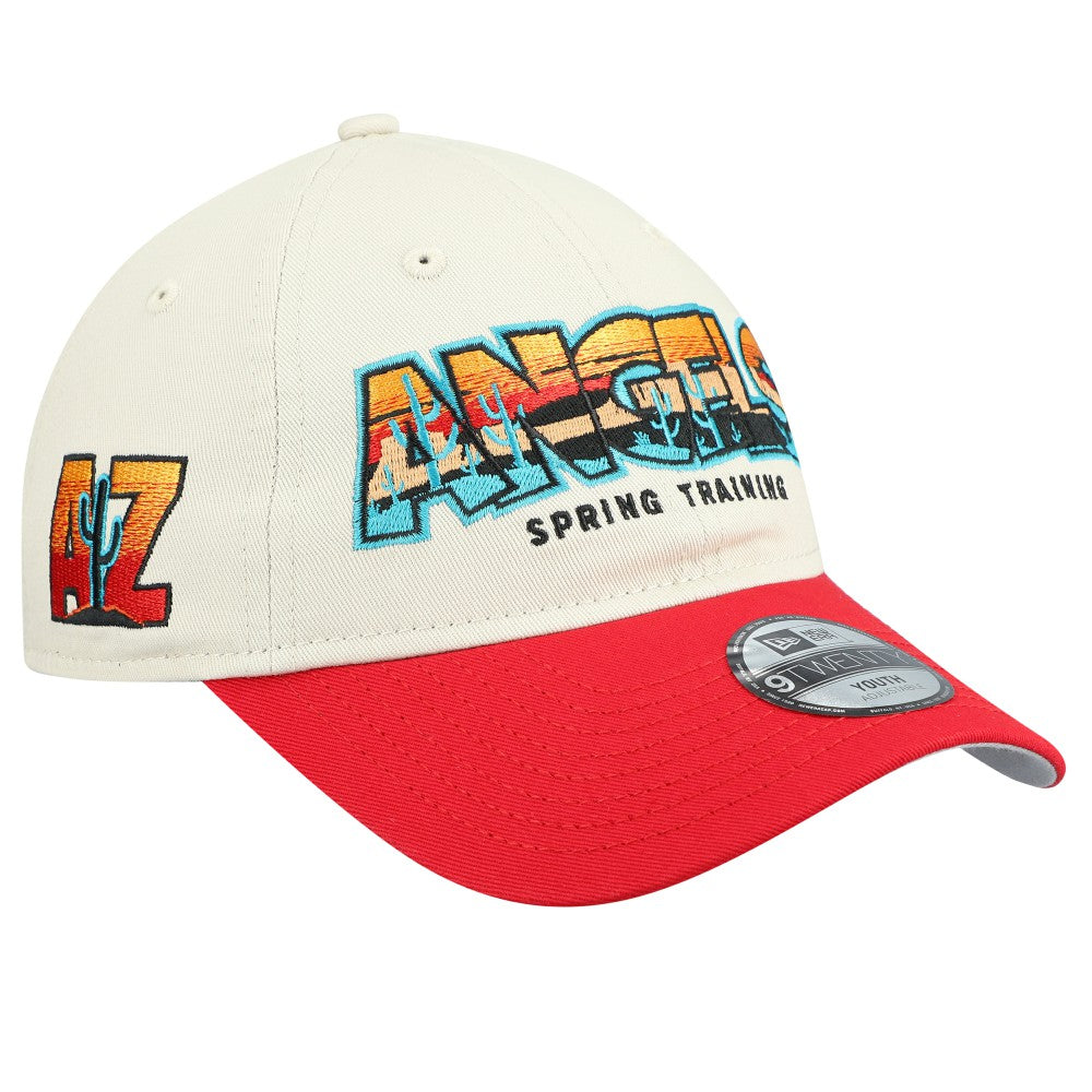 Los Angeles Angels Youth 2026 Spring Training Fan Pack Batter 9TWENTY Adjustable Hat Stone/Red