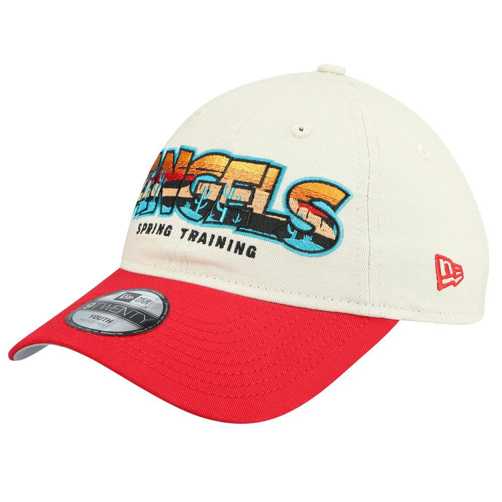 Los Angeles Angels Youth 2026 Spring Training Fan Pack Batter 9TWENTY Adjustable Hat Stone/Red
