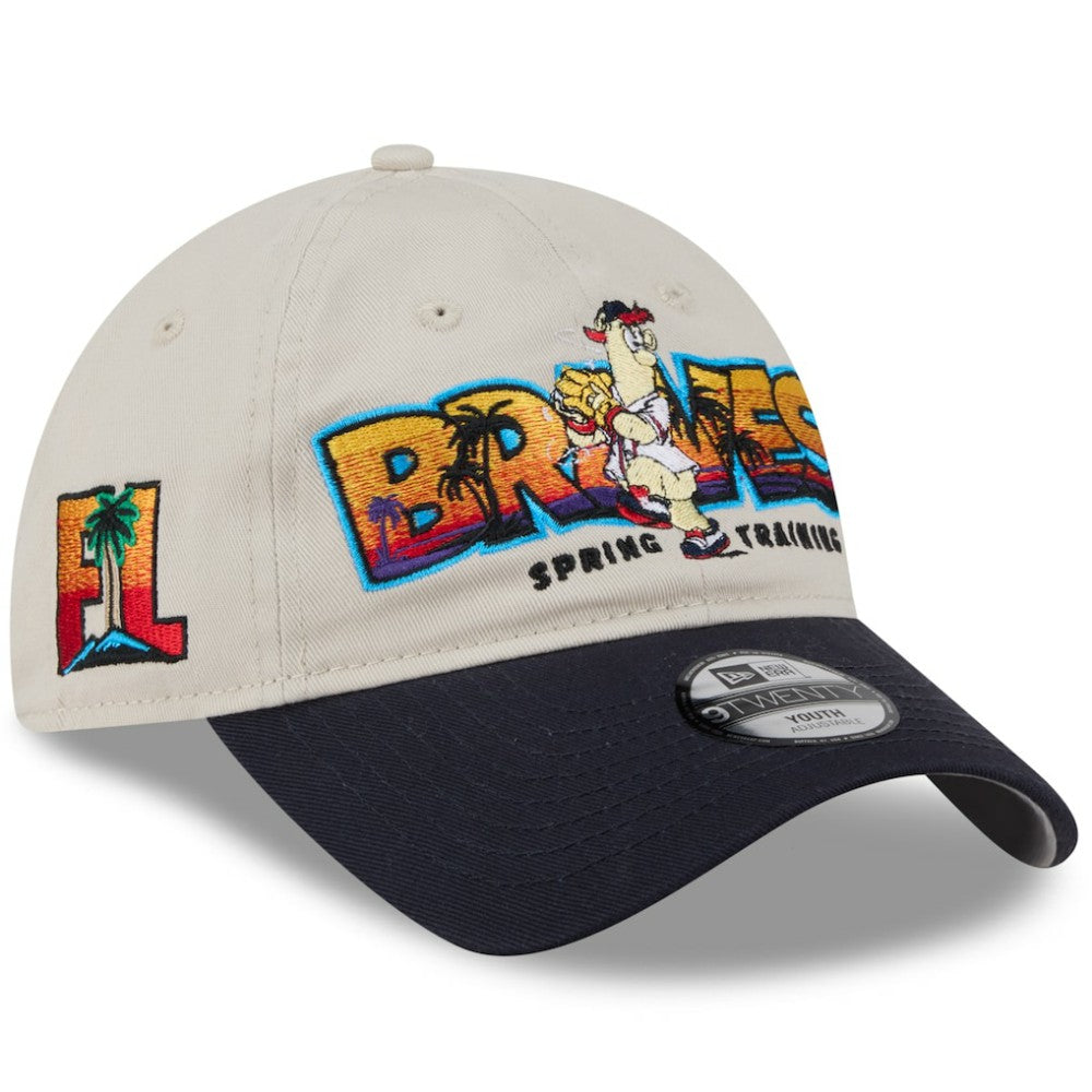 Atlanta Braves Youth 2026 Spring Training Fan Pack Batter 9TWENTY Adjustable Hat Stone/Navy