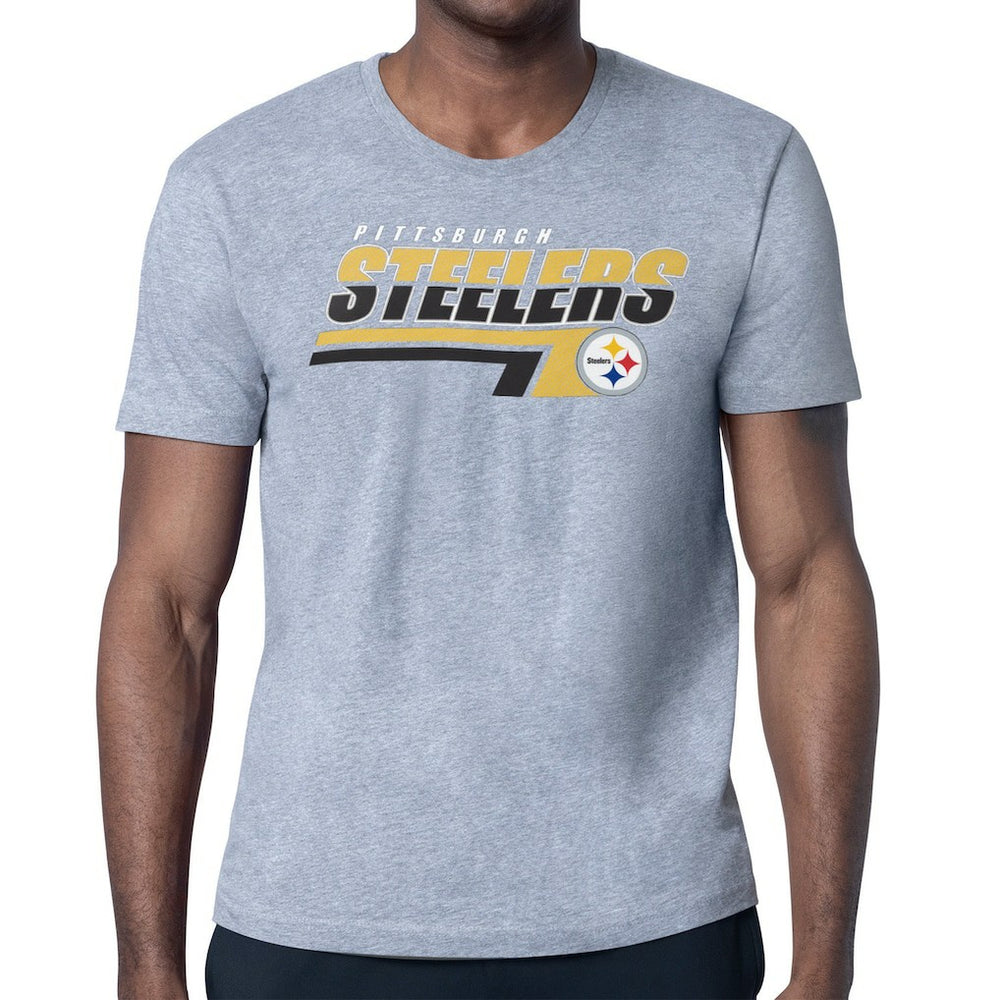 Pittsburgh Steelers Starter Logo Push Graphic T-Shirt - Heather Gray discount