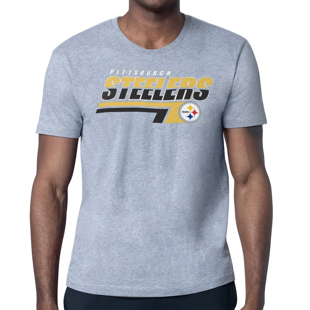 Pittsburgh Steelers Starter Logo Push Graphic T-Shirt - Heather Gray discount