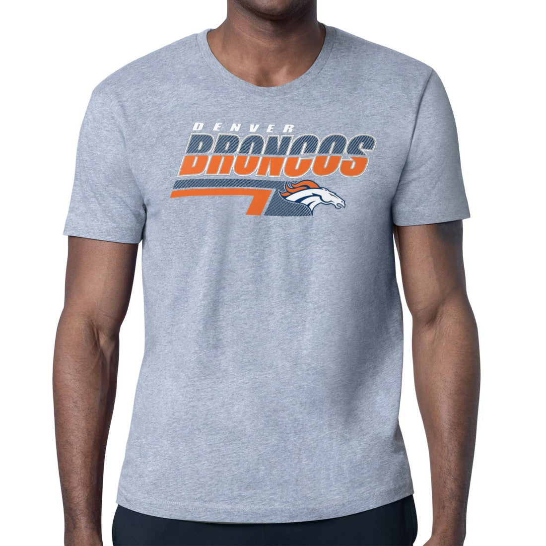 Denver Broncos Starter Logo Push Graphic T-Shirt - Heather Gray discount