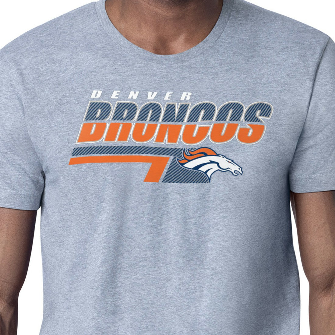 Denver Broncos Starter Logo Push Graphic T-Shirt - Heather Gray discount